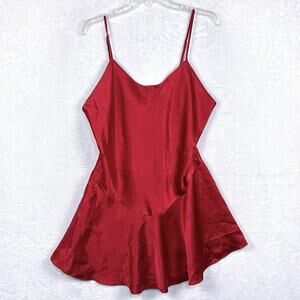 VTG Victorias Secret Womens L Romantic Red Satin Babydoll Slip Nightgown Dress